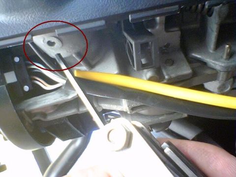1994 Ford Bronco - Detail of the steering column mechanism, showing internal components and wiring.