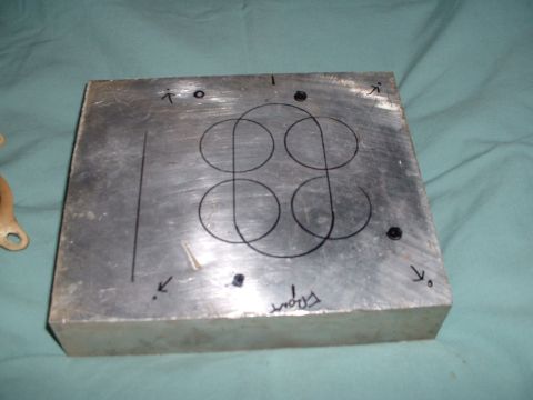 1978 Ford Bronco - Throttlebody adapter plate being marked up for machine work.