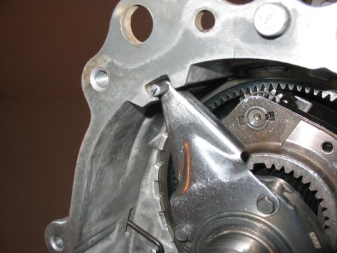 1995 Ford Bronco - Internal view of a transfer case, showing gears and a shifting mechanism. The registry entry for a 1995 Ford Bronco may be incorrect.