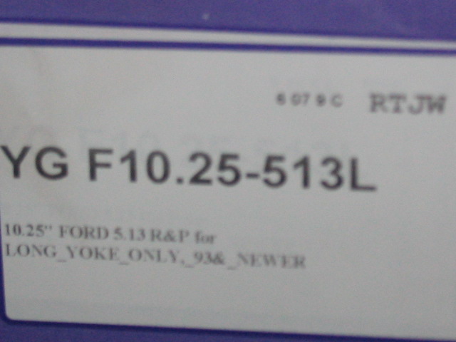 Part label YG F10.25-513L with text '10.25" FORD 5.13 R&P'