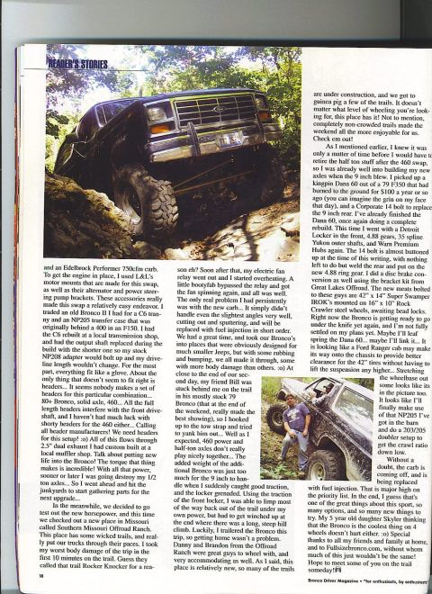 1991 Ford Bronco - This modified 1991 Ford Bronco tackles a challenging off-road trail with large tires and lifted suspension.