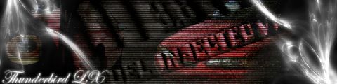 1995 Ford Thunderbird - Close-up of a red grille with horizontal lines and 'Thunderbird LX' text visible.