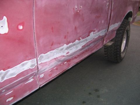 1992 Ford F-150 - Had to sand more where the molding was attached with the double-sided tape.