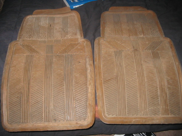 Tan rubber floor mats with a patterned tread