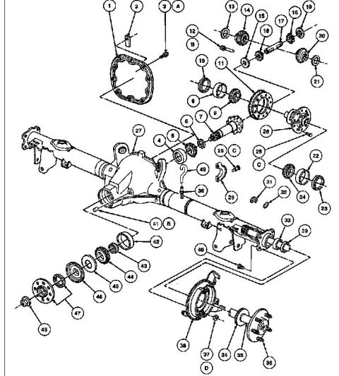 1996 Mercury Grand Marquis - 92-97 rear end exploded view