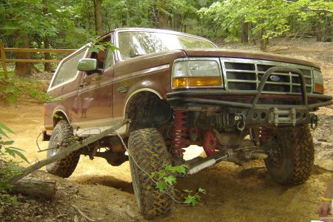 1993 Ford Bronco - This 1993 Ford Bronco is navigating a challenging off-road course.