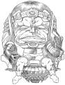 1973 Ford Ranchero - This is a drawing of a character with a large head and a muscular body.
