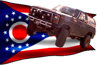 1986 Ford Bronco - This Ford Bronco is shown with the Ohio state flag in the background.