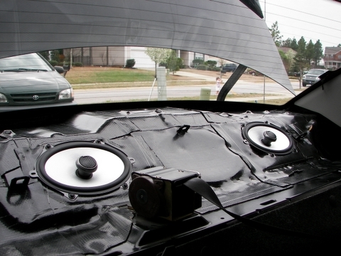 2000 Ford Taurus - Audio System Installation - Rear Deck Dynamat application complete - Polk speakers installed