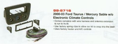 2000 Ford Taurus - Metra Ford Taurus 2000-2003 OEM Car Stereo Dash Kit (P/N 99-5716)