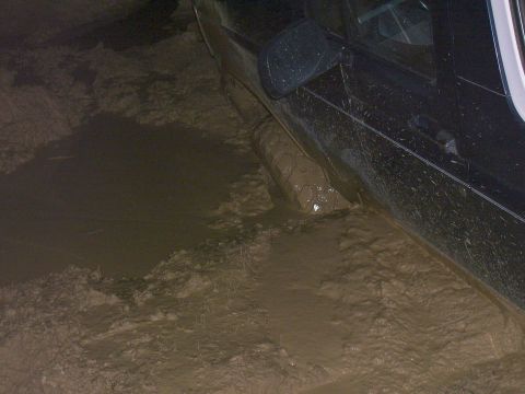 1992 Ford Bronco - This 1992 Ford Bronco is stuck deep in the mud.
