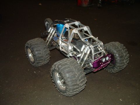 1994 Ford Bronco - This remote control monster truck has a custom metal roll cage and a powerful-looking engine.