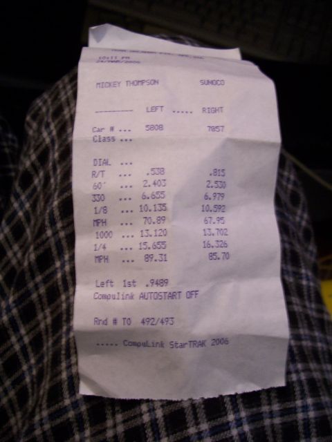1994 Ford Probe - A drag strip time slip shows various performance metrics including R/T, 60', 1/8, 1/4 mile times, and MPH.
