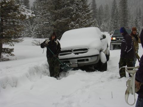 1990 Ford Bronco - Starting the digging process. Notice me and my helpful nature standing to the side holding my tow strap.