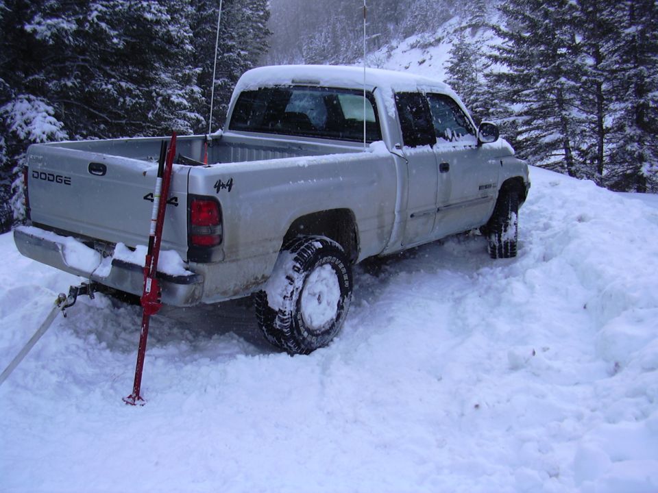 Getting ready for the first snatch since he couldn't back up because of ruts in the snow