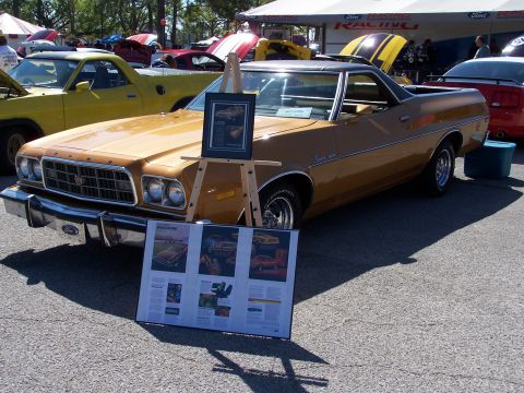 1973 Ford Ranchero - My Ranchero on the line with display. This eventually fell and shattered.