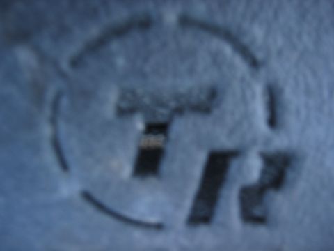 1996 Dodge 2500 - Stenciled letters TR are visible on a textured blue surface.