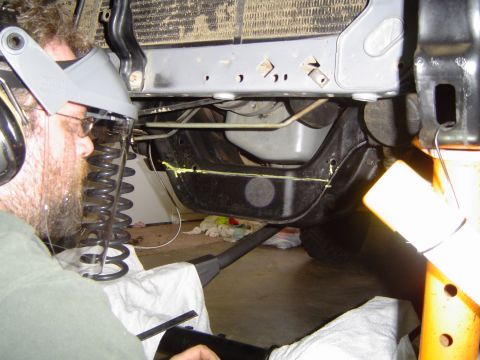 1989 Ford Bronco - Todd gets to do the honors of cutting the crossmemeber...no turning back now