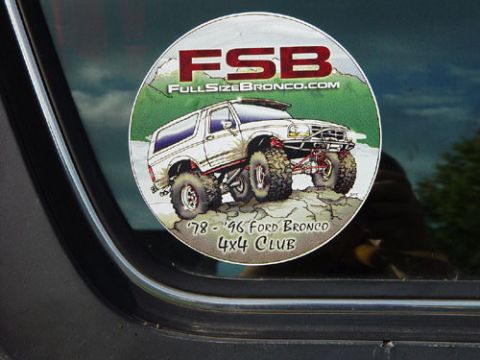 1996 Ford Bronco - This sticker advertises the '78-'96 Ford Bronco 4x4 Club, a lifted Bronco graphic.