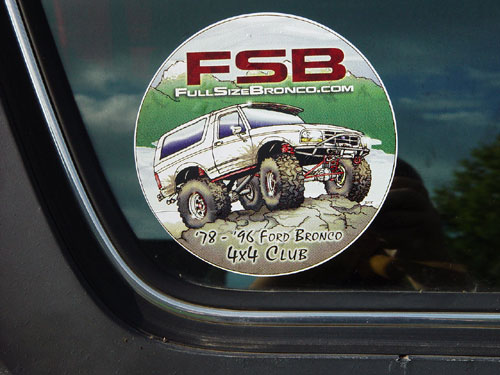 Sticker showing a 1978-1996 Ford Bronco 4x4 Club logo