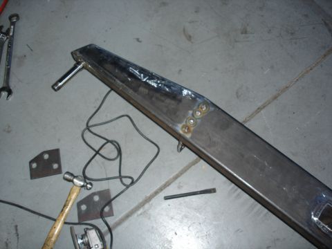 1996 Ford Bronco - This picture shows the plug welds through the front of the bumper for the brackets