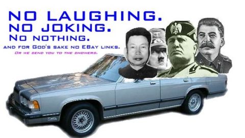 1991 Ford LTD Crown Victoria - Collage a car and historical figures with text about not posting eBay links.