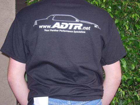 1998 Ford Crown Victoria - T-shirt graphic shows a car outline with website and company name.