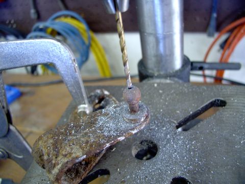 1990 Lincoln Town Car - Started drilling out the ball. Went all the way out to 1/4 UNC-20 so only the ball is left with internal threads to allow spinning it onto…
