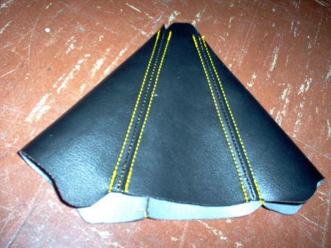 1994 Ford Probe - shift boot- black vinyl with yellow thread, with a double reinforced seam