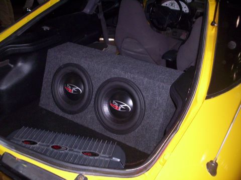 1994 Ford Probe - one of my old setups 2 - 12" Rockford HX2 subs Rockford amps custom false floor-back seat delete