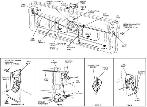 1978 Ford Bronco - 1. Lower the tailgate and remove the inner access cover. 2. Remove the 2 screws securing the handle to the tailgate. 3. Remove the rod from…