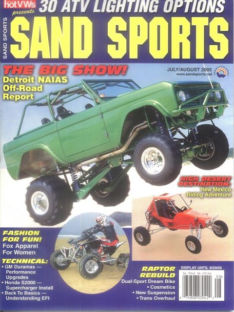 1974 Ford Bronco - This magazine cover features a lifted green Ford Bronco, an ATV, and a dune buggy.