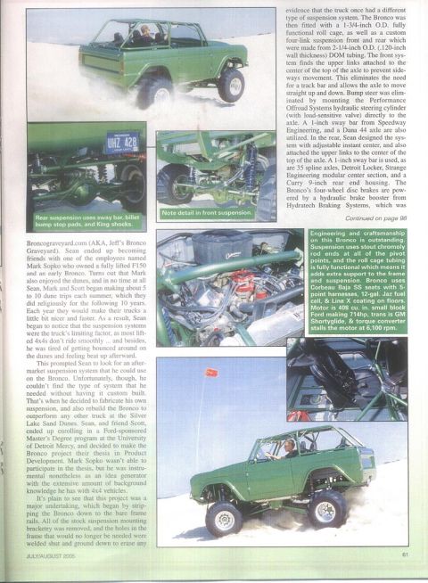 1974 Ford Bronco - This modified 1974 Ford Bronco features an extensive custom suspension system for off-road performance.
