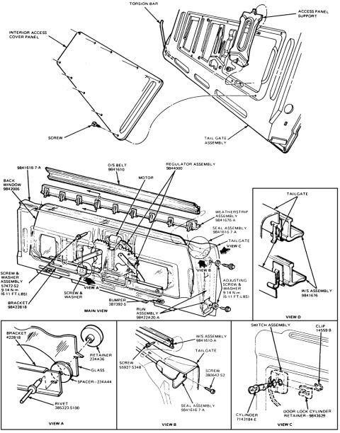 1978 Ford Bronco - This is a diagram illustrating different parts of a vehicle, likely for repair or assembly purposes.