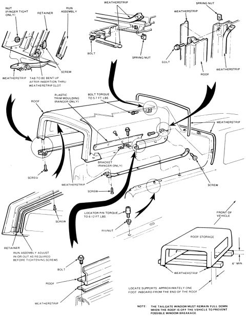 1978 Ford Bronco - Exploded diagram illustrating the assembly of vehicle components and parts.