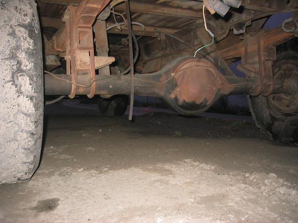 Rear axle and leaf springs of a truck