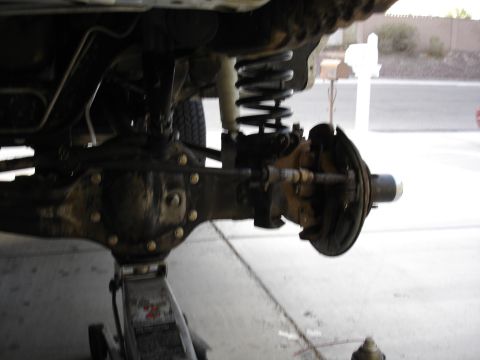1996 Ford Bronco - Driver side after flip. You can see that the TRE angles are almost parrellel or back to stock.