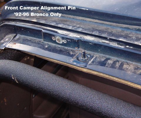 1983 Ford Bronco - This pin aligns the front of the '92-96 camper shell. It is only used on the L side. Both sides have a captive threaded steel plate for the…