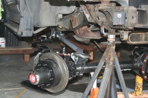 1992 Ford Bronco - cage arm - just sitting on axle - this is during the measureing ten times prior to weld - just lining things up