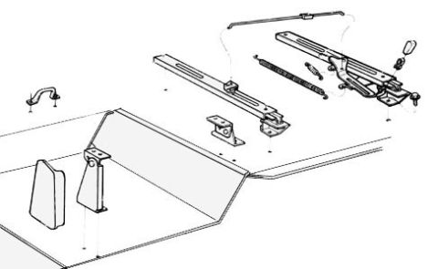 1974 Ford Bronco - Exploded parts diagram of a seat track slide assembly with springs, latch and mounting brackets.
