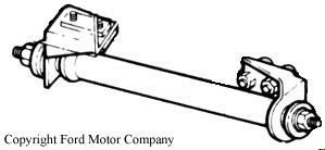 1974 Ford Bronco - Parts drawing of an axle/shaft assembly with end yokes, copyright Ford Motor Company.