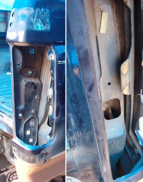 1983 Ford Bronco - The swingaway brace inside the R quarter panel is spot-welded & riveted into place BEFORE the outer skin is welded to the inner. Removal &…