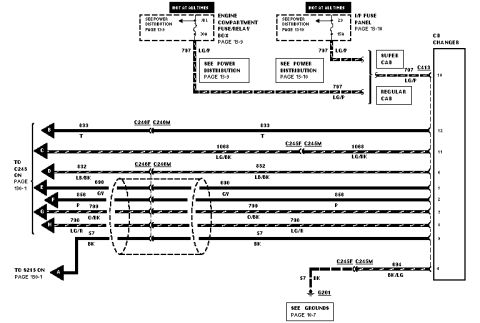 1982 Ford LTD Crown Victoria - Wiring diagram of the CD changer circuit with color-coded conductors, connector callouts and power-distribution references.
