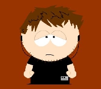 1991 Ford LTD Crown Victoria - A South Park character with brown hair and a black shirt, wearing headphones against a brown background.