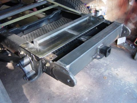 1991 Ford Bronco - The whole stiffened winch plate assembly, flipped upside down end for end so I can clean the bottom. I'll butt weld the top to the bumper,…