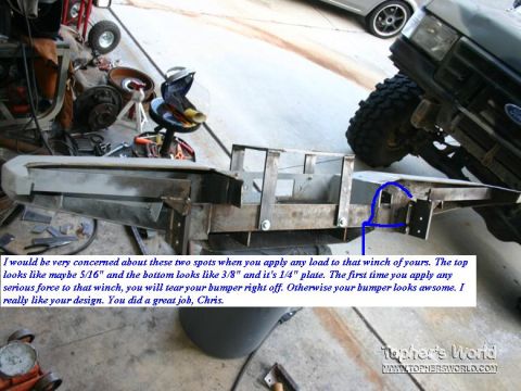 1989 Ford Bronco - Custom bumper fabrication in progress, with a portion of a black Ford truck visible in the background.