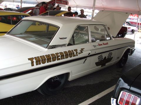 1966 Ford Ranchero - This 1966 Ford Thunderbolt features distinctive racing graphics and the name 'Steve Yewell' on the door.