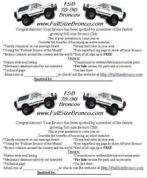 1995 Ford Bronco - FullSizeBronco.com member flyer