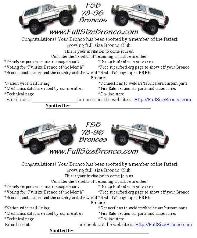 FullSizeBronco.com member flyer