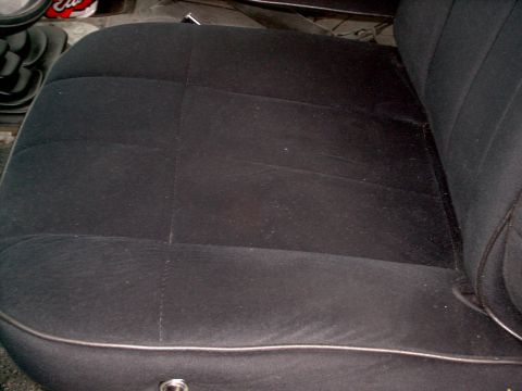 1982 Ford Bronco - frsh reupholstered and stuffed seats. drivers side back seat bracket is loose though.